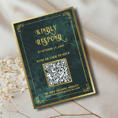 Emerald Green Gold QR Code UAWG Wedding Website Begleitkarte