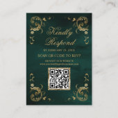 Emerald Green Gold QR Code UAWG Wedding Website Begleitkarte (Vorderseite)