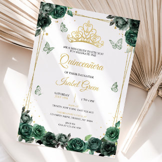Emerald Green Gold Quinceañera Einladung