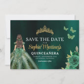 Emerald Green Gold Quinceanera Save The Date (Vorderseite)