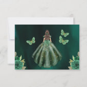 Emerald Green Gold Quinceanera Save The Date (Rückseite)