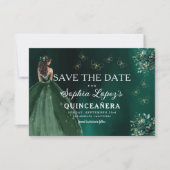 Emerald Green Gold Quinceanera Save The Date (Vorderseite)