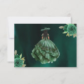 Emerald Green Gold Quinceanera Save The Date (Rückseite)
