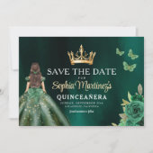 Emerald Green Gold Quinceanera Save The Date (Vorderseite)