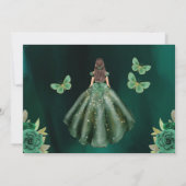 Emerald Green Gold Quinceanera Save The Date (Rückseite)