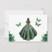 Emerald Green Gold Quinceanera Save The Date (Rückseite)