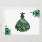 Emerald Green Gold Quinceanera Save The Date (Rückseite)