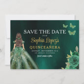 Emerald Green Gold Quinceanera Save The Date (Vorderseite)