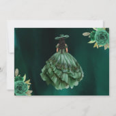 Emerald Green Gold Quinceanera Save The Date (Rückseite)