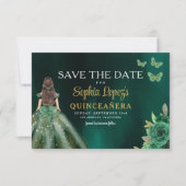 Emerald Green Gold Quinceanera Save The Date (Vorderseite)