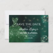 Emerald Green Gold Quinceanera Save The Date (Vorderseite)