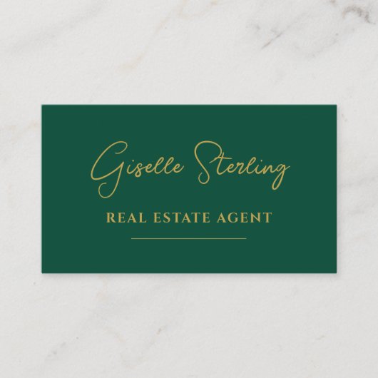 Emerald Green & Gold Real Anwesen Agent QR Code Visitenkarte (Vorderseite)