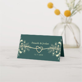 Emerald Green Gold Rope Heart Wedding Platzkarte