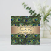 Emerald Green Gold Royal Indian Peacock Wedding Einladung (Stehend Vorderseite)