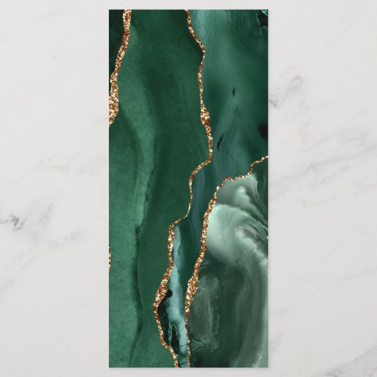 Emerald Green Gold Rust Wedding Menü Menükarte (Rückseite)