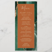 Emerald Green Gold Rust Wedding Menü Menükarte (Vorderseite)