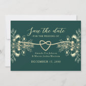 Emerald Green Gold Save the Date (Vorderseite)