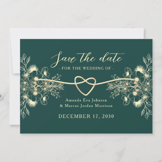 Emerald Green Gold Save the Date (Vorderseite)