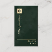 Emerald Green & Gold Scannable QR Code Monogram Visitenkarte (Vorderseite)