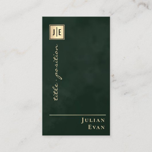 Emerald Green & Gold Scannable QR Code Monogram Visitenkarte (Vorderseite)