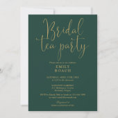 Emerald Green Gold Script Bridal Tee Party Dusche Einladung (Vorderseite)