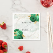 Emerald Green Gold Shine Geometric Glitzer Wedding Serviette (Beispiel)