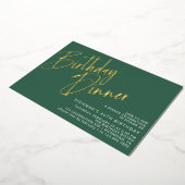 Emerald Green & Gold Simple Modern Birthday Dinner Folieneinladung (Gedreht)