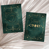 Emerald Green & Gold Tarot Celestial Brautparty Einladung