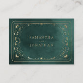 Emerald Green Gold Tarot Celestial Wedding Details Begleitkarte (Rückseite)