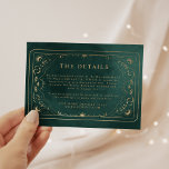 Emerald Green Gold Tarot Celestial Wedding Details Begleitkarte<br><div class="desc">Emerald Green Gold Tarot Celestial Wedding Details Enclosure Card</div>