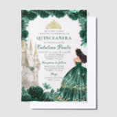 Emerald Green Gold Tiara Princess Quinceañera Pergament Einladungen (Versetzt)