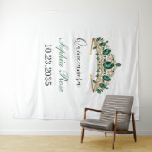 Emerald Green Gold Tiara Quinceañera Tapestry Wandteppich (Beispiel (Horizontal))