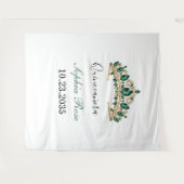Emerald Green Gold Tiara Quinceañera Tapestry Wandteppich (Vorderseite (Horizontal))