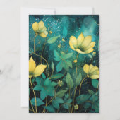 Emerald Green, Gold und Black Floral Wedding Einladung (Rückseite)