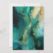 Emerald Green, Gold und Black Ink Wedding Einladung (Rückseite)