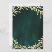 Emerald Green Gold Verlasse islamische Hochzeit Einladung (Rückseite)