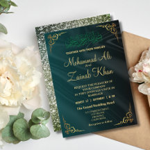 Emerald Green gold verziert Walima Einladung