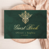 Emerald Green Gold Viktorianische Verzierte Hochze Gästebuch