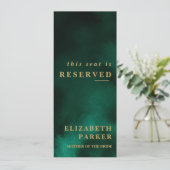 Emerald Green & Gold vorbehaltene Hochzeit Einladung (Stehend Vorderseite)