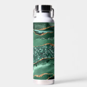 Emerald Green Gold Water Flasche Individuelle Name (Vorne)