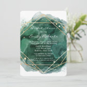 Emerald Green Gold Watercolor-Brautparty Einladung (Stehend Vorderseite)