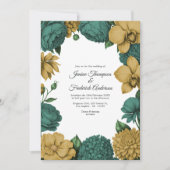 Emerald Green & Gold Watercolor Floral Wedding Einladung (Vorderseite)