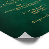 Emerald Green & Gold Wedding Bar Menu Poster (Ecke)