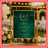 Emerald Green & Gold Wedding Bar Menu Poster