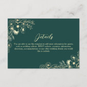 Emerald Green Gold Wedding Details Begleitkarte (Vorderseite)