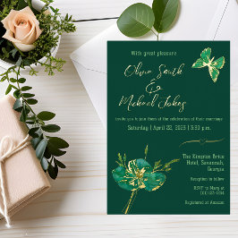 Emerald green gold Wedding Einladung