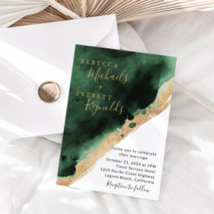 Emerald Green & Gold Wedding Einladung