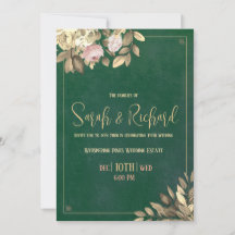 Emerald Green & Gold Wedding Einladung