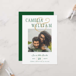 Emerald Green Gold Wedding FOTO Save the Date Einladung