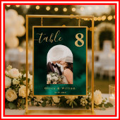 Emerald Green & Gold Wedding PHOTO Table Number Poster